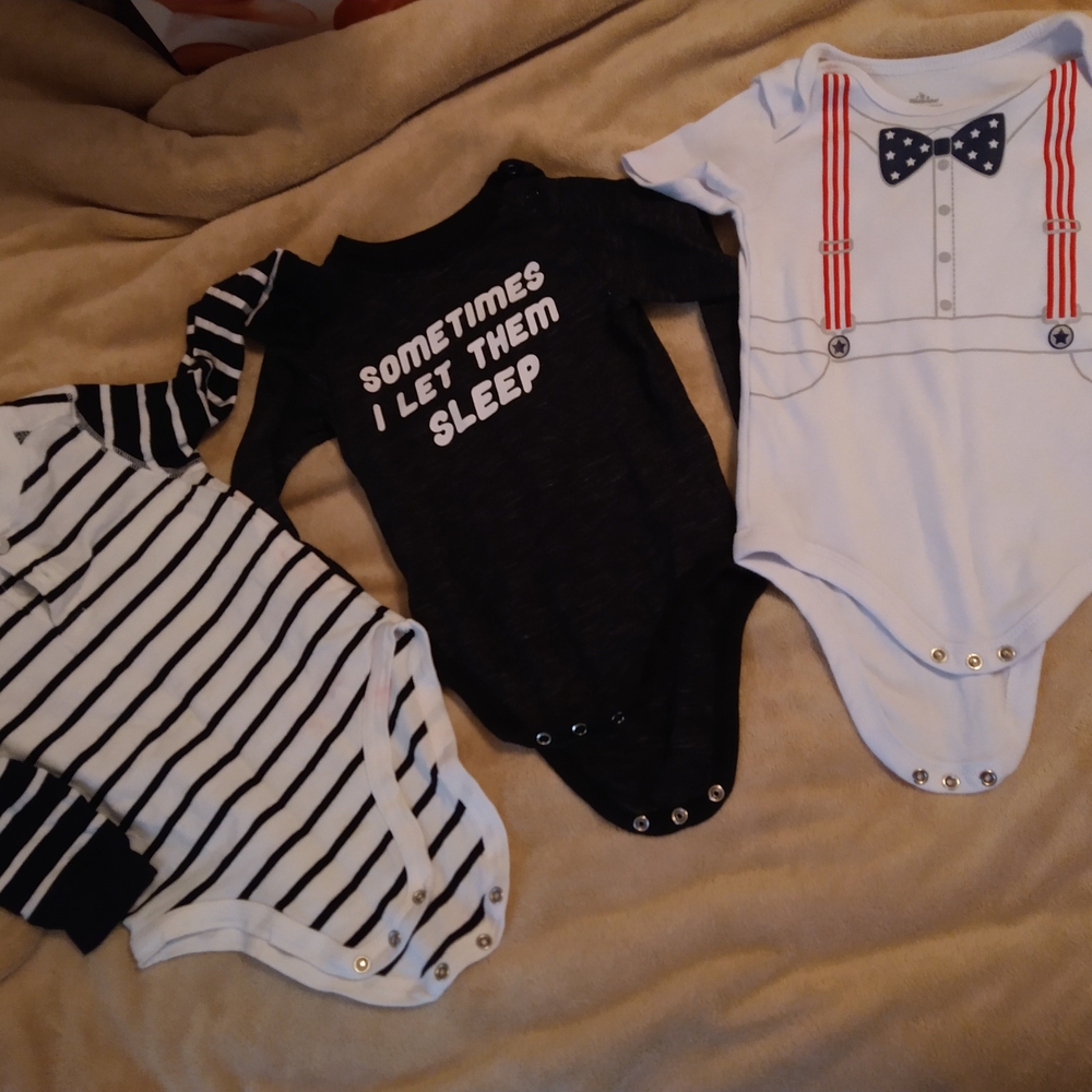 Baby Bodysuit Set - Black, White, and Blue